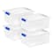 IRIS® 12qt. Clear Deep Storage Boxes with Lids & Blue Latches, 4ct.